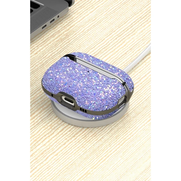 Onegif Airpods 3 (3.nesil) Bright Simli Airpods Kapak - Gold - Resim 4