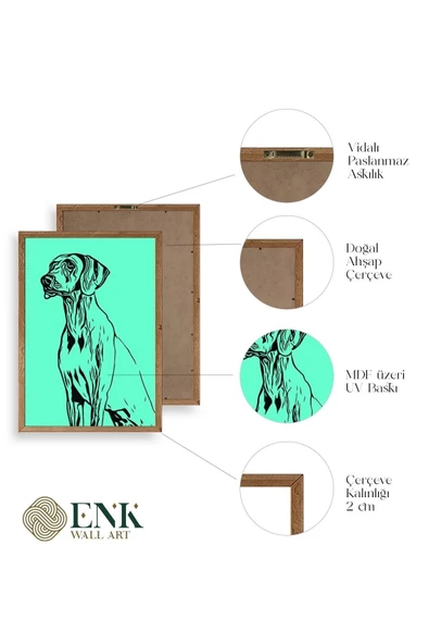 Köpek Ahşap Çerçeveli Tablo - Resim 4
