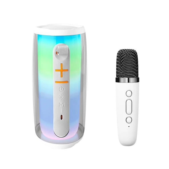 Pluse 6 Mikrofonlu Rgb Kablosuz Hoparlör - Beyaz ürün görseli 1