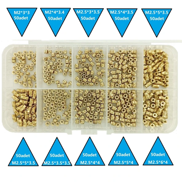 Yate10 500 Adet M2-M2.5 Laptop Dişi Pirinç Somun Seti Kutulu - Resim 4