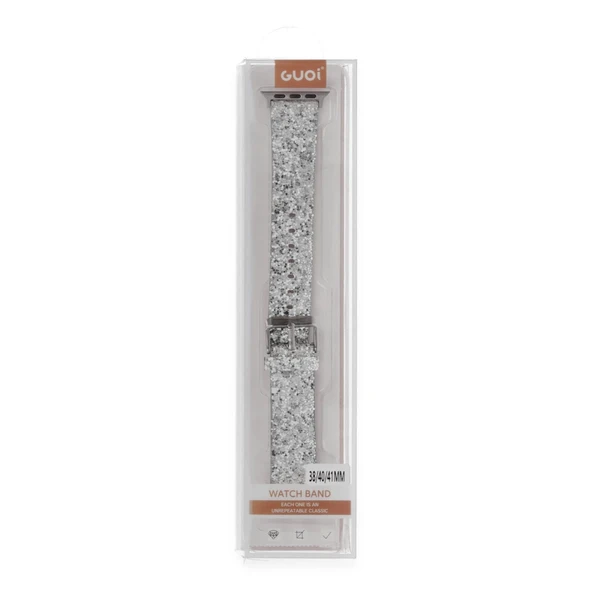 Apple Watch 38mm Ry Taşlı Kordon - Gümüş - Resim 2