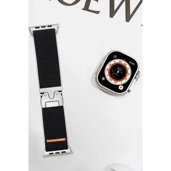 Apple Watch 42mm Forest Kumaş Kordon - Siyah - Resim 2