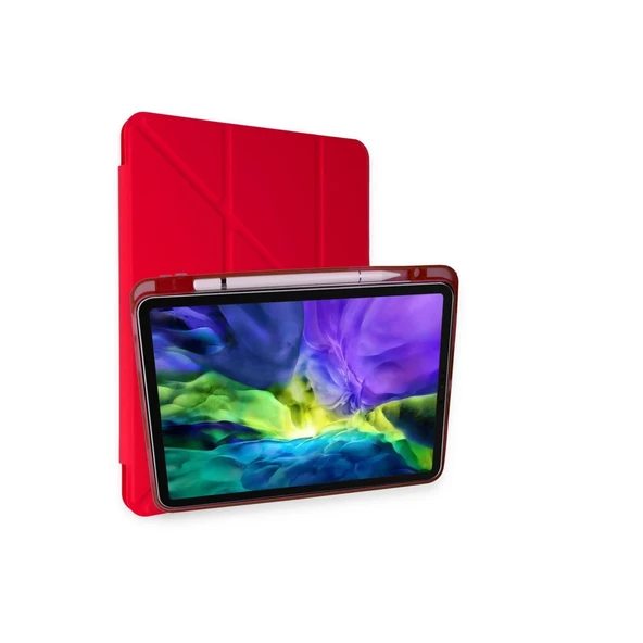 İpad Pro 11 (2024) Kılıf Kalemlikli Mars Tablet Kılıfı - Kırmızı ürün görseli 1