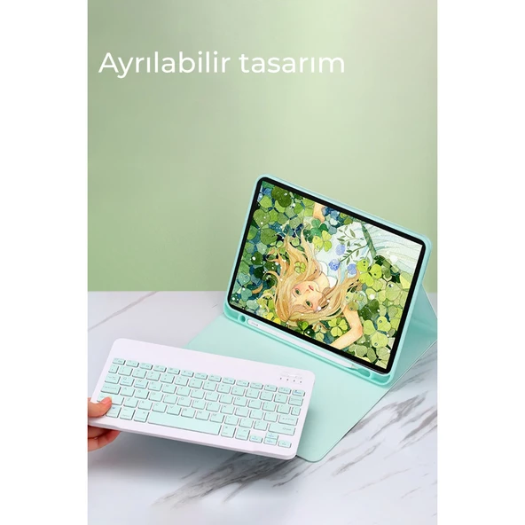 İpad Air 11 (2024) Kılıf Kc01 Smart Klavyeli Tablet Kılıfı - Lacivert - Resim 3
