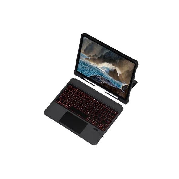 T5207d İpad Pro 11 (2022) Kılıf İnter Ledli Klavyeli Tablet Kılıfı - Siyah - Resim 8