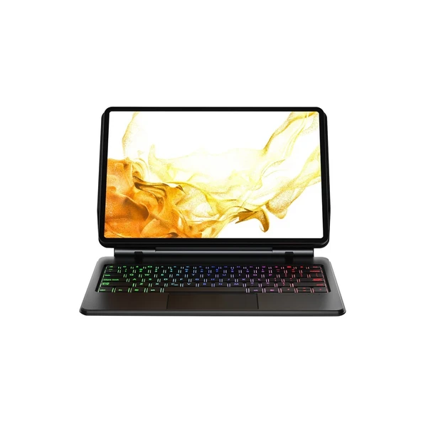 Samsung Galaxy T870 Tab S7 11 Kılıf Eternal Ledli Klavyeli Tablet Kılıfı - Siyah ürün görseli 1