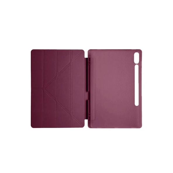 Samsung Galaxy X610 Tab S9 Fe Plus 12.4 Kılıf Kalemlikli Mars Tablet Kılıfı - Mürdüm - Resim 3