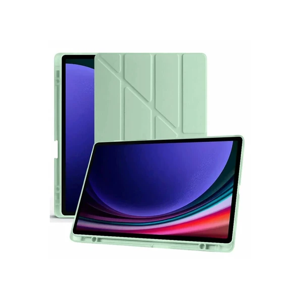 Samsung Galaxy X610 Tab S9 Fe Plus 12.4 Kılıf Kalemlikli Mars Tablet Kılıfı - Açık Yeşil - Resim 4