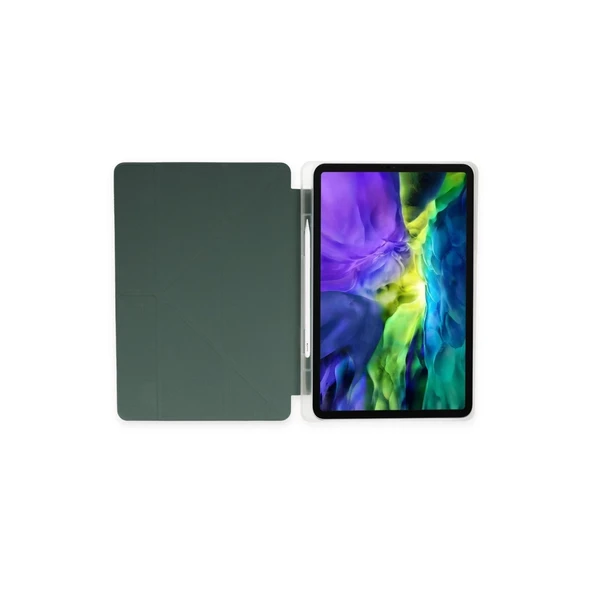 İpad Pro 11 (2024) Kılıf Kalemlikli Mars Tablet Kılıfı - Koyu Yeşil - Resim 2
