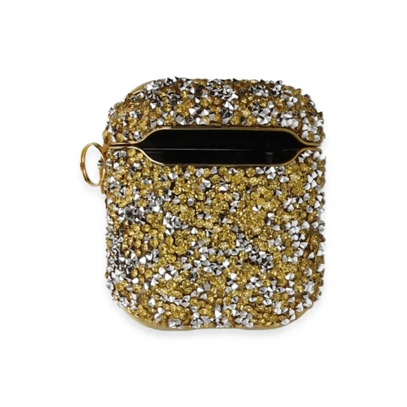Airpods 2 (2.nesil) Mira Taşlı Kılıf - Gold ürün görseli 1