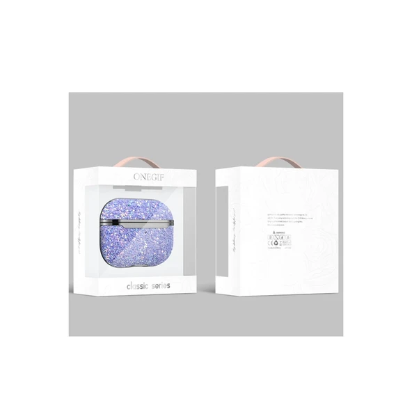 Onegif Airpods 2 (2.nesil) Bright Simli Airpods Kapak - Gümüş - Resim 3