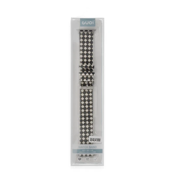 Apple Watch 38mm Karo Motif Kordon - Siyah - Resim 2