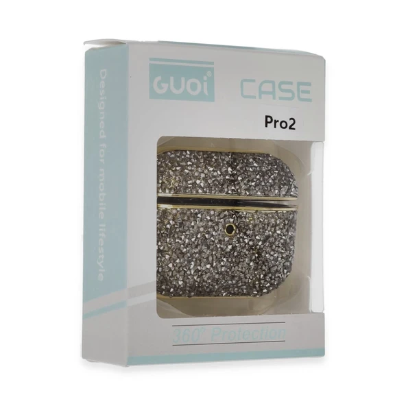 Airpods Pro 2 (2.nesil) Luz Taşlı Kılıf - Siyah - Resim 4