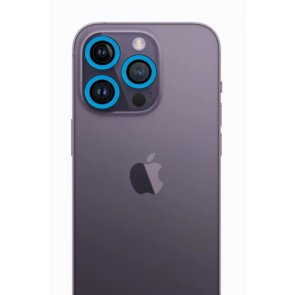 İphone 12 Pro Max Neon Fosforlu Kamera Lens - Mavi ürün görseli 1