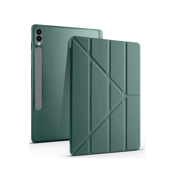 Samsung Galaxy X610 Tab S9 Fe Plus 12.4 Kılıf Kalemlikli Mars Tablet Kılıfı - Koyu Yeşil ürün görseli 1