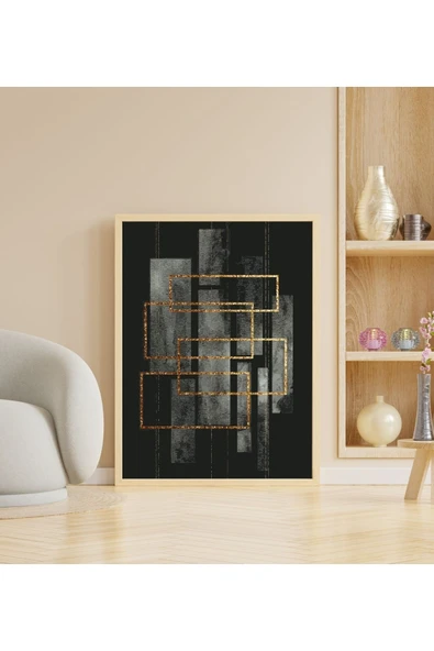 Ahşap Siyah Gold Dekoratif Çerçeveli Tablo - Naturel ürün görseli 1