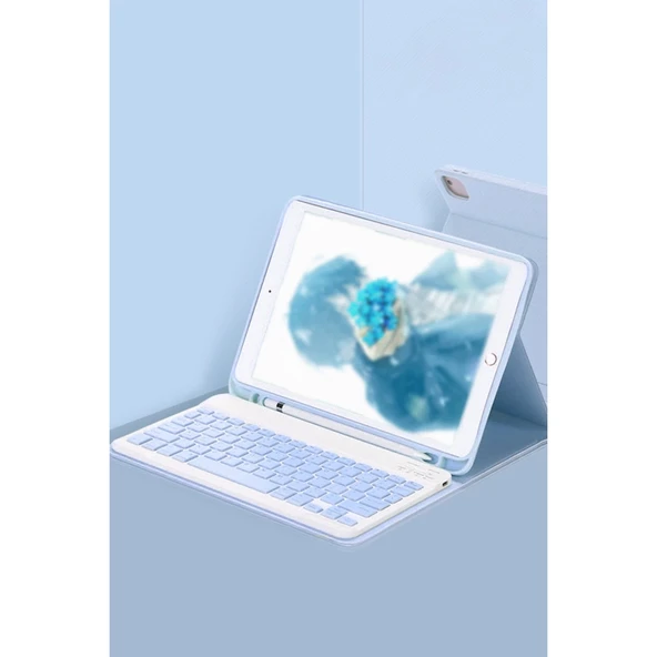 İpad 5 Air 9.7 Kılıf Kc01 Smart Klavyeli Tablet Kılıfı - Mavi ürün görseli 1