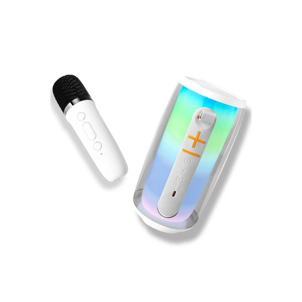 Pluse 6 Mikrofonlu Rgb Kablosuz Hoparlör - Beyaz - Resim 2