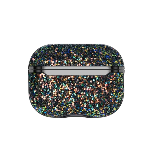 Onegif Airpods Pro 2 (2.nesil) Bright Simli Airpods Kapak - Siyah - Resim 2