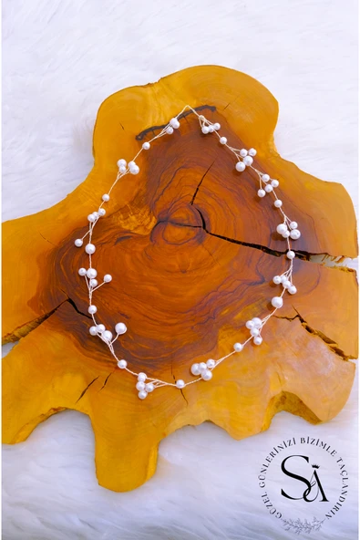 SimgeAksesuar İnci taşlar ile yapılmış el yapımı nikah, nişan ve düğün saç aksesuarı ürün görseli 1