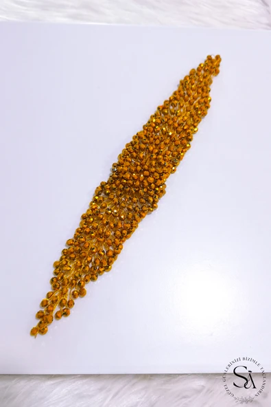 SimgeAksesuar Gold Kristal Taşlı Şık Ve Zarif Nişan Ve Kına Tacı Ve Saç Aksesuarı ürün görseli 1