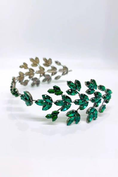SimgeAksesuar Yeşil Taşlı Şık Ve Zarif Kına Ve Nişan Saç Aksesuarı ürün görseli 1