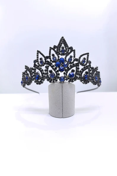 SimgeAksesuar Lacivert Kristal Taşlı Nişan Ve Kına Tacı ürün görseli 1