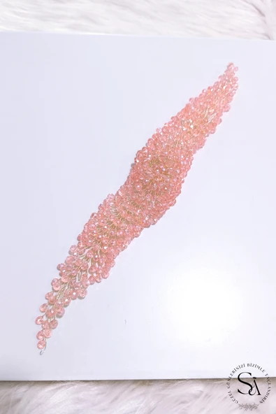 SimgeAksesuar Tamamen El Yapımı Pudra Kristal Taşlı Şık Ve Zarif Nişan, Kına Ve Bindallı Tacı Ve Saç Aksesuarı ürün görseli 1