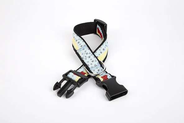 Pati Desenli Dokuma Köpek Boyun Tasması 3 cm x 36-60 cm Siyah ürün görseli 1