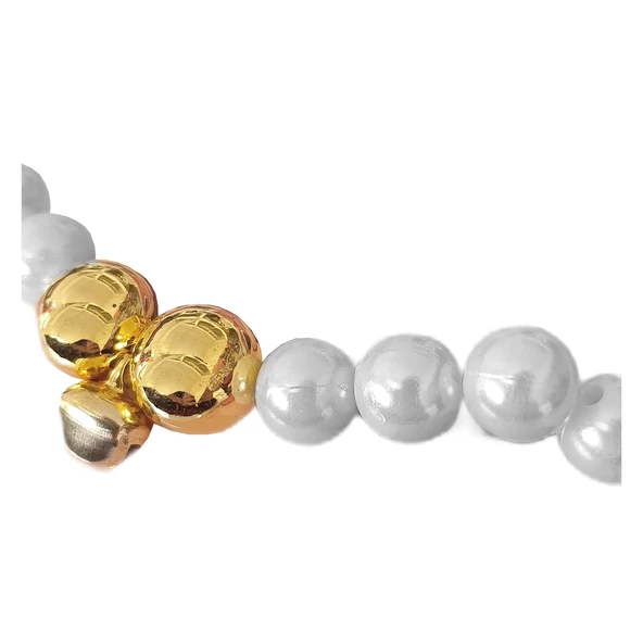 Kedi Ve Köpek Lüx İncili Kolye 24-28 cm Medium Beyaz - Resim 3