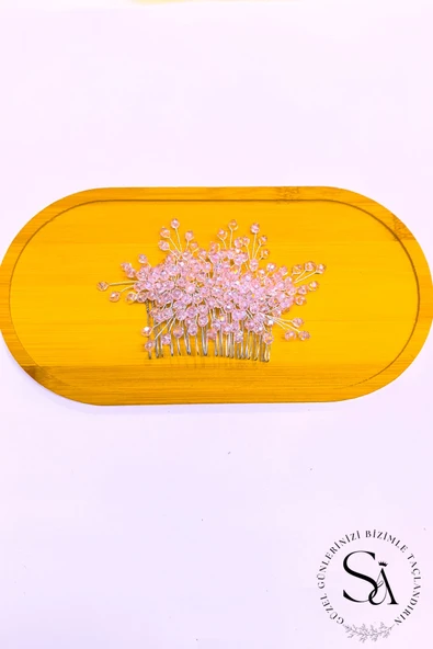 SimgeAksesuar Pudra Renk El Yapımı Kristal Taşlı Nişan Ve Kına Tokası ürün görseli 1