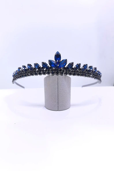 SimgeAksesuar Lacivert kristal taşlı şık ve zarif nişan ve kına tacı ürün görseli 1