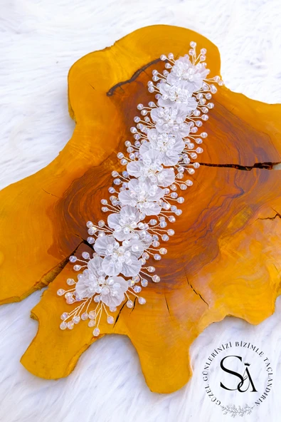 SimgeAksesuar Kristal taşlı şık ve zarif düğün - nikah gelin saç aksesuarı - Resim 2