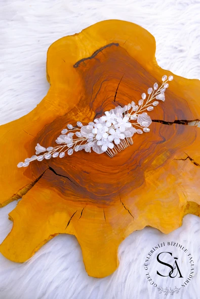 SimgeAksesuar El Yapımı Kristal Taşlı Şık ve Zarif Düğün ve Nşan Saç Aksesuarı - Resim 2