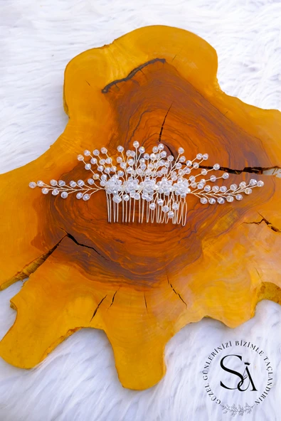 SimgeAksesuar kristal taşlı el yapımı nikah, nişan ve düğün saç aksesuarı ürün görseli 1