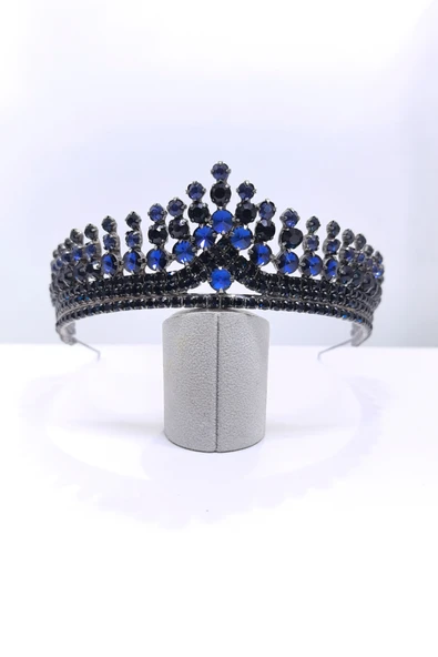 SimgeAksesuar Lacivert Kristal Taşlı Şık Ve Zarif Nişan Ve Kına Tacı Ve Saç Aksesuarı ürün görseli 1