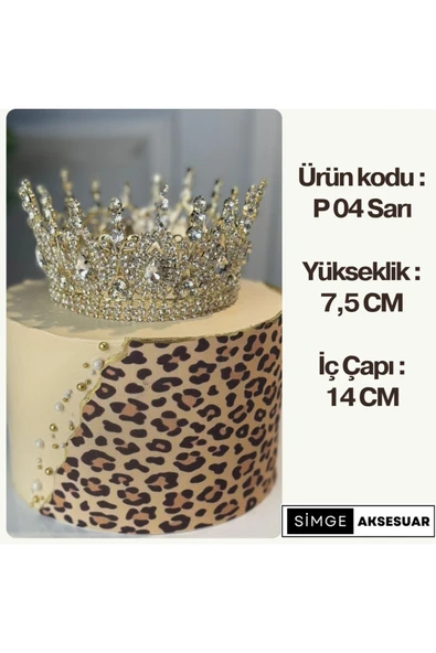 SimgeAksesuar Kristal Taşlı Altın Kaplamalı Şık ve Zarif Doğum Günü Pasta Tacı ürün görseli 1