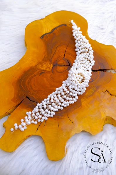 SimgeAksesuar Tamamen inci boncuklar ile yapılmış şık ve zarif saç aksesuarı - Resim 2