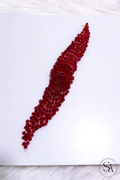 SimgeAksesuar Tamamen El Yapımı Bordo Kristal Taşlı Şık Ve Zarif Nişan Kına Ve Bindallı Tacı Ve Saç Aksesuarı ürün görseli 1