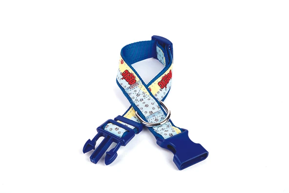 Pati Desenli Dokuma Köpek Boyun Tasması 3 cm x 36-60 cm Mavi ürün görseli 1