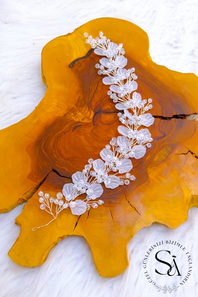 SimgeAksesuar El Yapımı Kristal Taşlı Şık Ve Zarif Düğün Ve Nşan Saç Aksesuarı - Resim 4