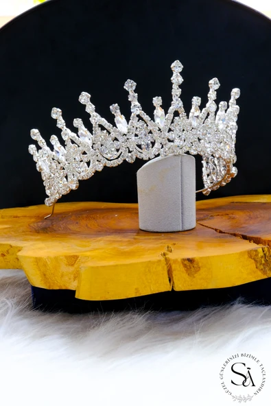 SimgeAksesuar Kristal taşlı şık ve zarif gelin tacı - Resim 2