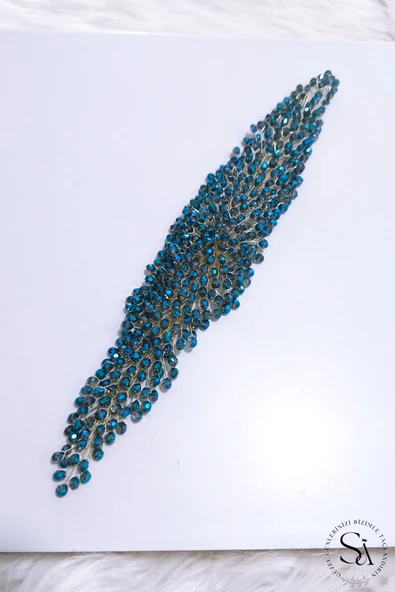 SimgeAksesuar İndigo kristal taşlı şık ve zarif nişan ve kına aksesuarı ürün görseli 1