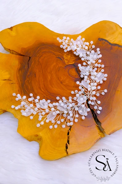 SimgeAksesuar kristal taşlı şık ve zarif gelin tacı ve saç aksesuarı - Resim 2