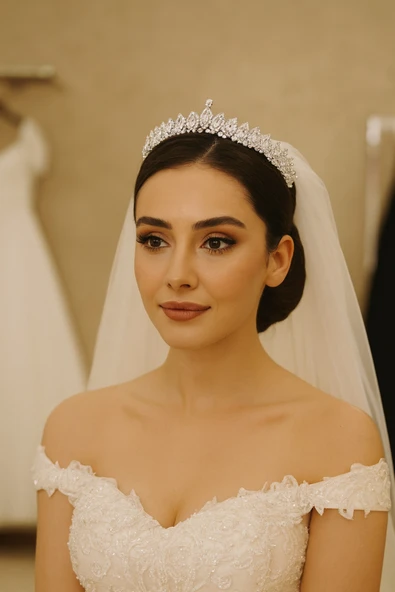 SimgeAksesuar Kristal taşlı şık ve zarif gelin tacı, hafızlık tören tacı ürün görseli 1