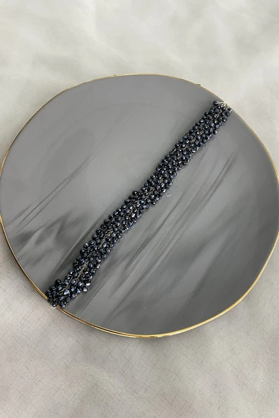 SimgeAksesuar Tamamen El Yapımı Koyu Laci Kristal Taşlı Şık Ve Zarif Nişan, Kına Ve Bindallı Tacı Ve Saç Aksesuarı ürün görseli 1