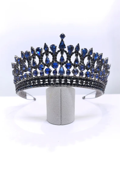 SimgeAksesuar Lacivert Kristal Taşlı Şık Ve Zarif Nişan Ve Kına Tacı Ve Saç Aksesuarı ürün görseli 1