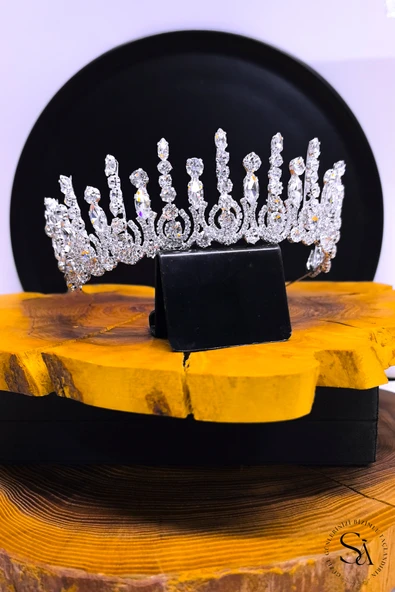 SimgeAksesuar Kristal Taşlı Şık ve Zarif Gelin Tacı - Resim 2