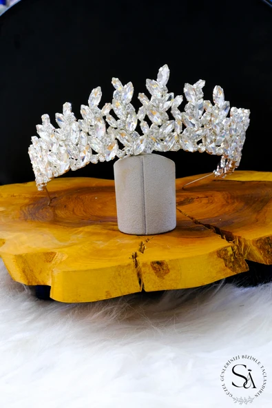SimgeAksesuar Kristal Taşlı Şık Ve Zarif Gelin Tacı - Resim 2