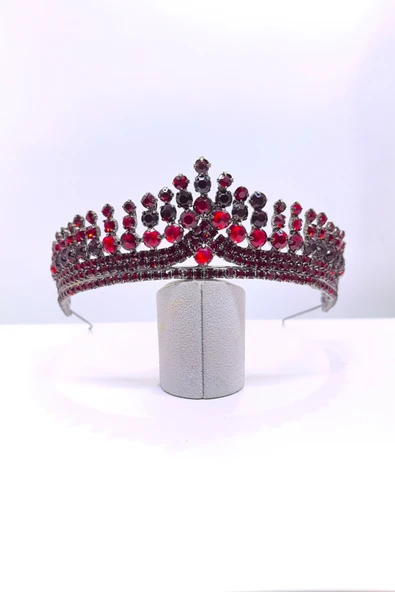 SimgeAksesuar Bordo Kristal Taşlı Şık Ve Zarif Nişan Ve Kına Tacı Ve Saç Aksesuarı ürün görseli 1